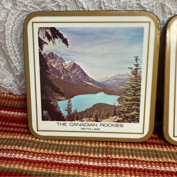 Vintage Set of PIMPERNEL COASTERS Canadian Rockies Mountains Banff Jasper Peyto - Picture 6 of 14